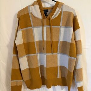 RACHEL Rachel Roy Mustard and Cream Checkered Sweater